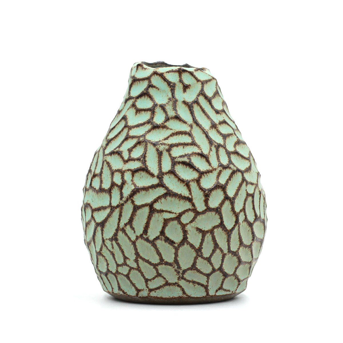 CAVA vase no. 1217 i mørk stentøj og AQUA glasur